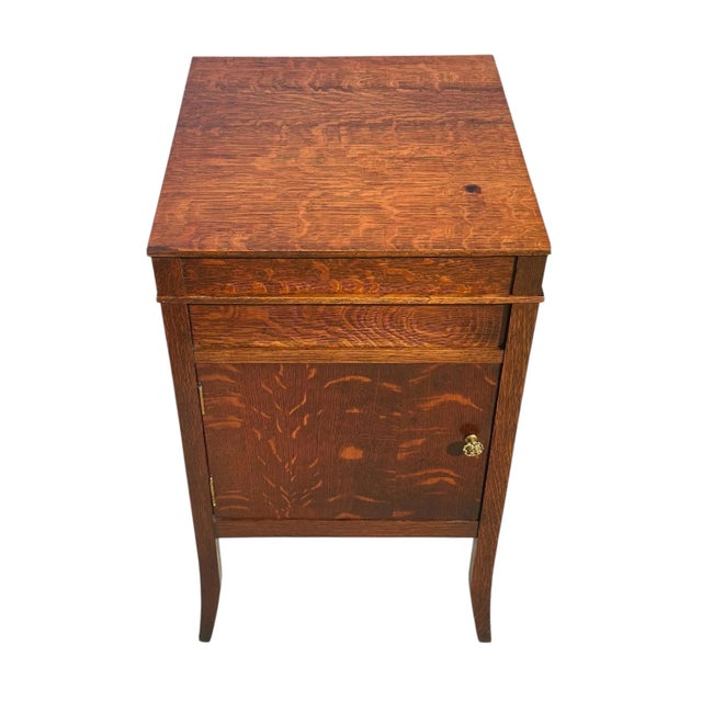 Wood Antique Early 20th Century Tiger Oak Phonograph Music Cabinet by Edison For Sale - Image 7 of 10