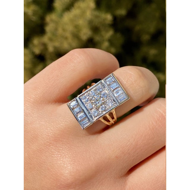 Gold The Analia: Ladies Antique Two Tone Diamond Ring in 14K For Sale - Image 8 of 9