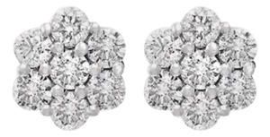 2.80 Carat, 7 Diamond Floral Cluster Flower Stud Earrings in 14 Karat WhiteGold