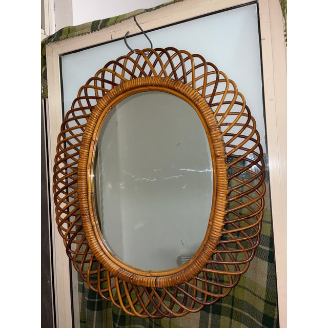 Vintage Wicker Mirror, 1950 For Sale - Image 6 of 12