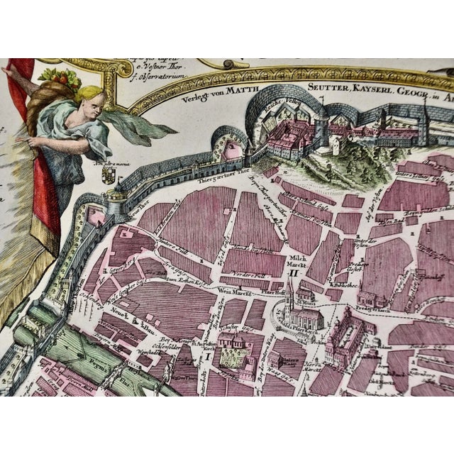 City View of Nuremberg, Germany: An 18th Century Hand-Colored Map by M. Seutter For Sale - Image 11 of 12