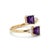 Contemporary Natural Amethyst Two Stone Bypass Ring • February Birthstone Cluster Ring • Alternative Engagement Ring Us 7 For Sale - Image 3 of 3