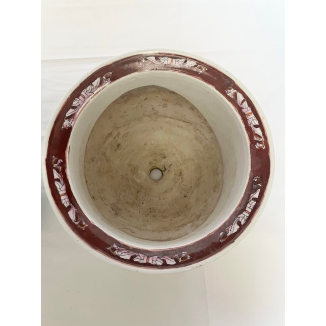 Vintage Chinoiserie Floral Cachepot Pair – Hand-Painted Porcelain For Sale - Image 10 of 10