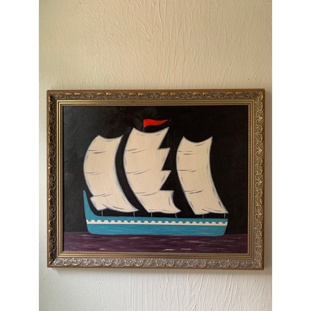 Contemporary Impressionist Style Seascape Painting on Canvas, Framed For Sale - Image 4 of 4