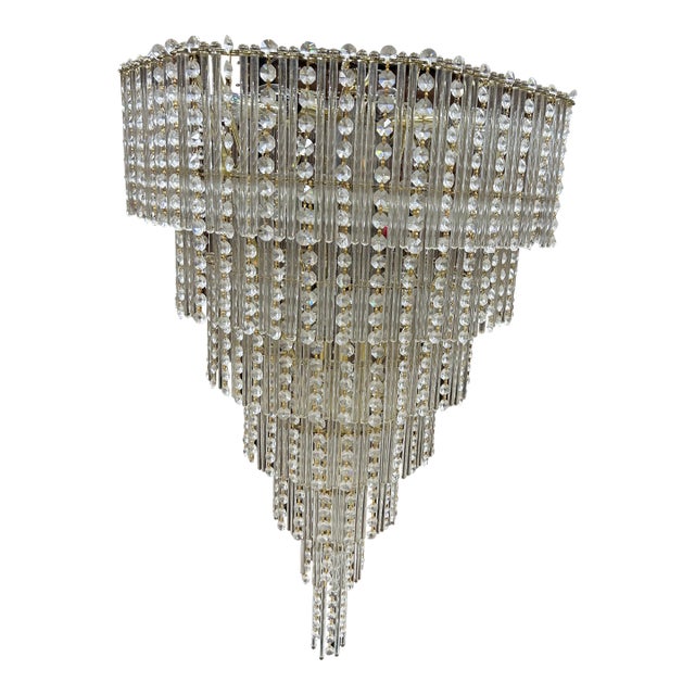 Vintage 1970s Art Deco Style Chandelier For Sale