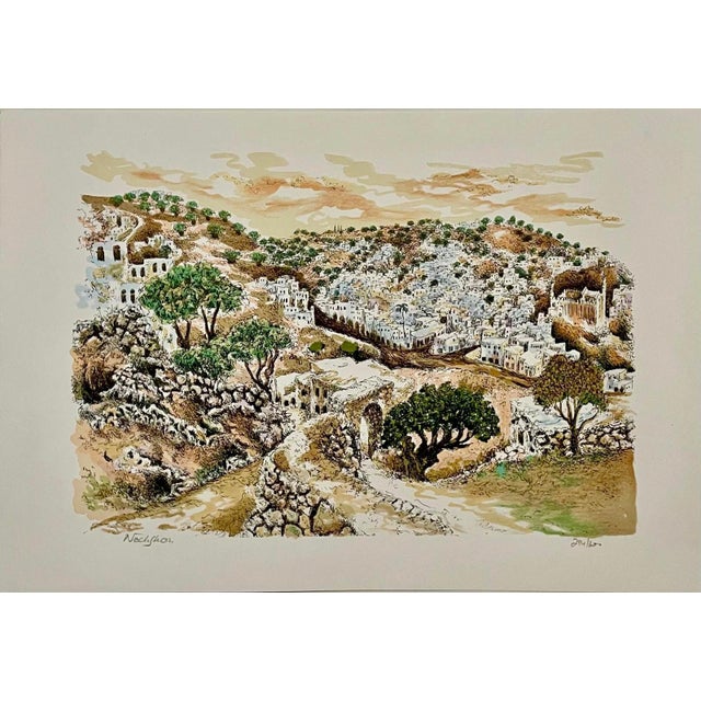 Modern Baruch Nachshon, Baruch Nachshon Jerusalem or Hebron Hills Israel Judaica Lithograph Israeli Art For Sale - Image 3 of 5