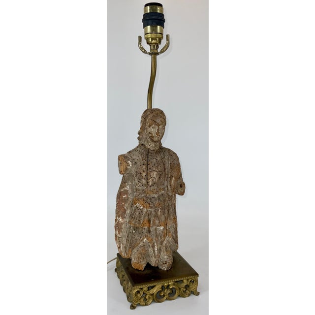 18th Century European Polychrome Carving Figure Mounted as a Lamp For Sale - Image 11 of 11