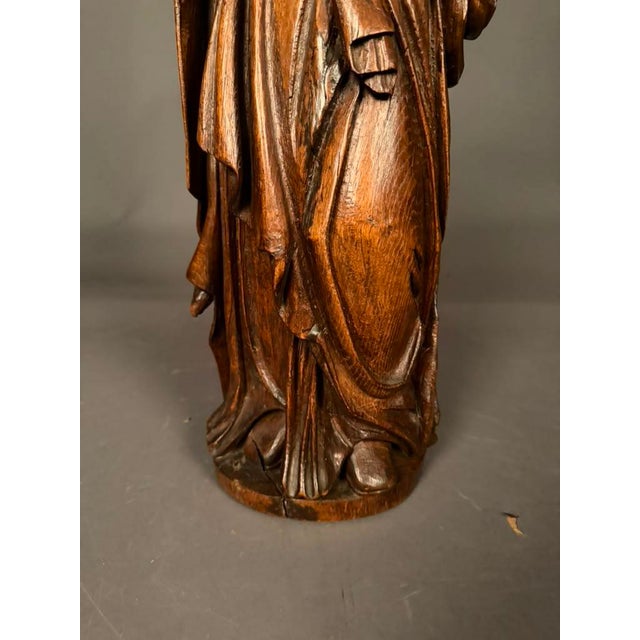 Early 19th Century Flemish Hand-Carved Oak Statue of Saint Agnes, Circa 1820 For Sale - Image 16 of 16