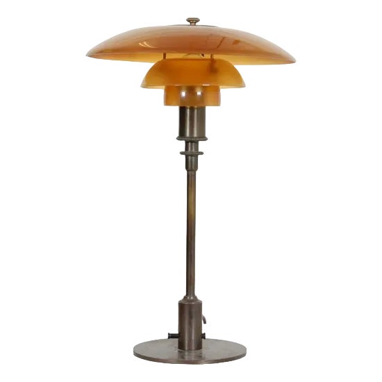 PH3/2 Table Lamp with Amber Glass Shades by Poul Henningsen, 1920s For Sale