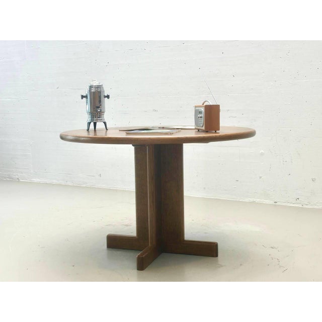 Vintage Round Dining Table in Oak, 1970s For Sale - Image 14 of 16