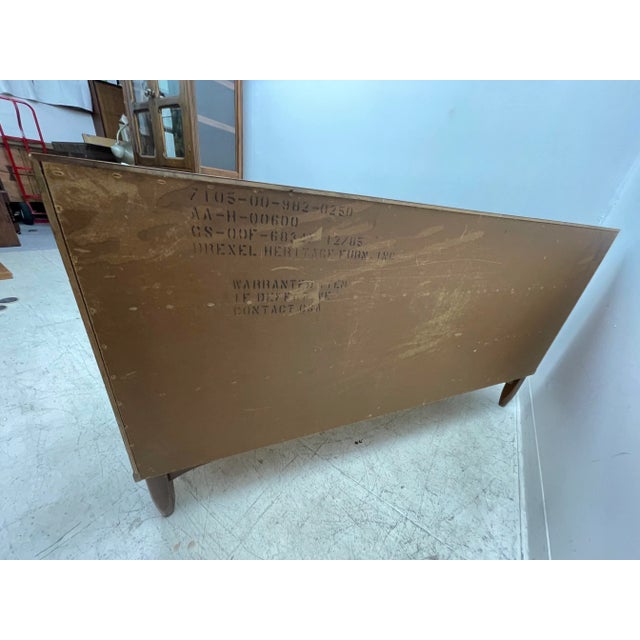 Wood 1970s Vintage Mid Century Modern Drexel Lowboy Dresser in Walnut Wood Tone With Dovetail Drawers and Original Hardware For Sale - Image 7 of 8