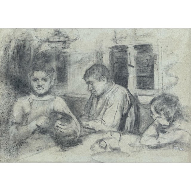 Heinrich Pforr, Siblings, 1903, Charcoal on Paper For Sale - Image 9 of 13