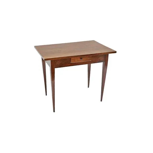 Antique northern Italian Directoire Walnut table with drawer and modern, clean lines. 19th-Century era, this fine quality...