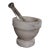 Mid Century Marble White and Gray Mortar and Crystal Pestle For Sale