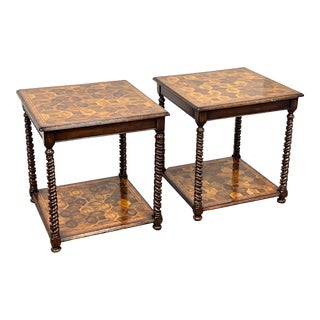 Jonathan Charles Oyster Veneer Side Tables, a Pair For Sale