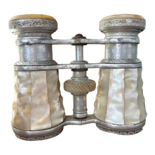 Antique Mother-of-Pearl Opera Glasses, Silver-Plated, C. 1900 For Sale