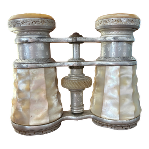 Antique Mother-of-Pearl Opera Glasses, Silver-Plated, C. 1900