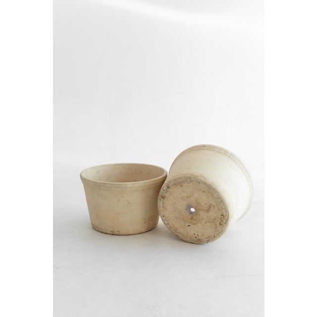 Cream Vintage Cream Clay Planters, Pair For Sale - Image 8 of 9