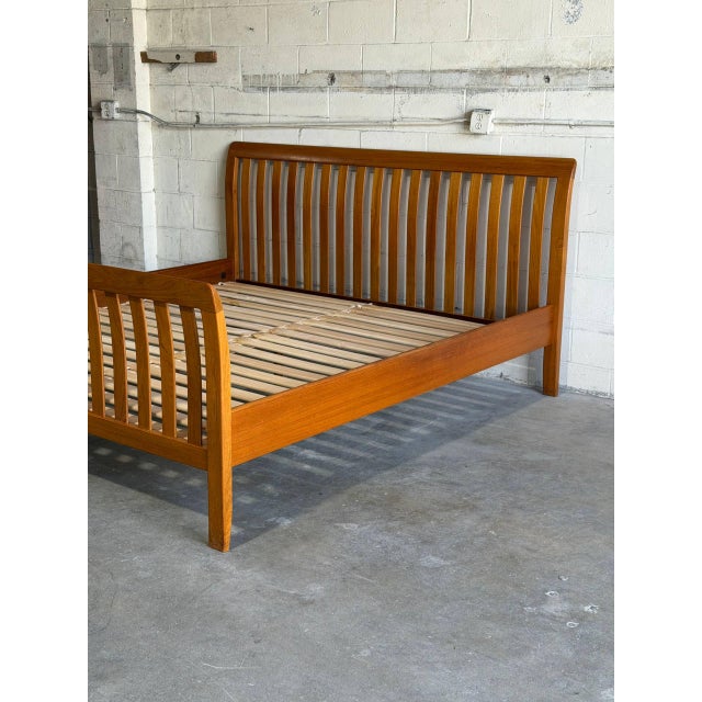 Teak King Bed Frame Slatted Headboard 1960s For Sale - Image 4 of 10