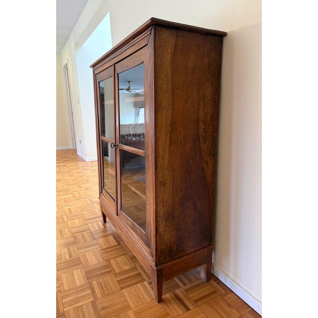 Brown Antique French Walnut Vitrine Display Cabinet For Sale - Image 8 of 14