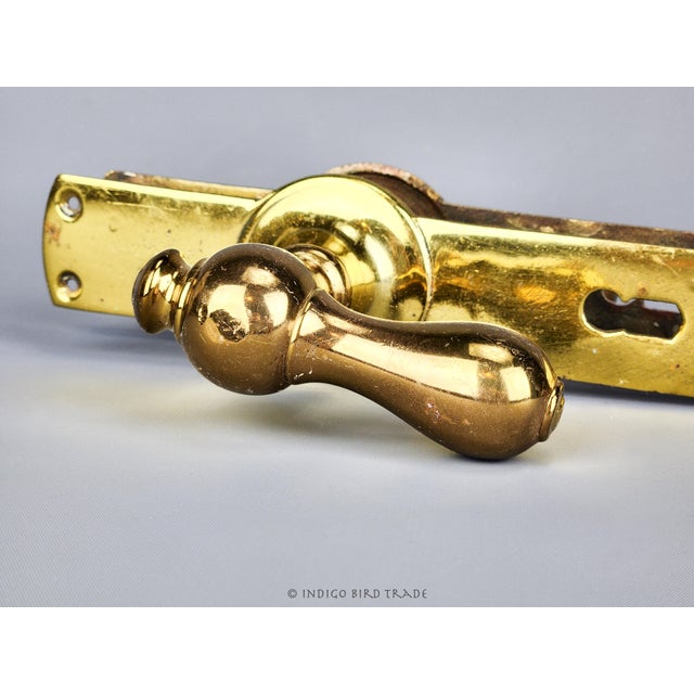 Antique French Brass and Copper Front Door Handle and Back Plate With Keyhole From Period House