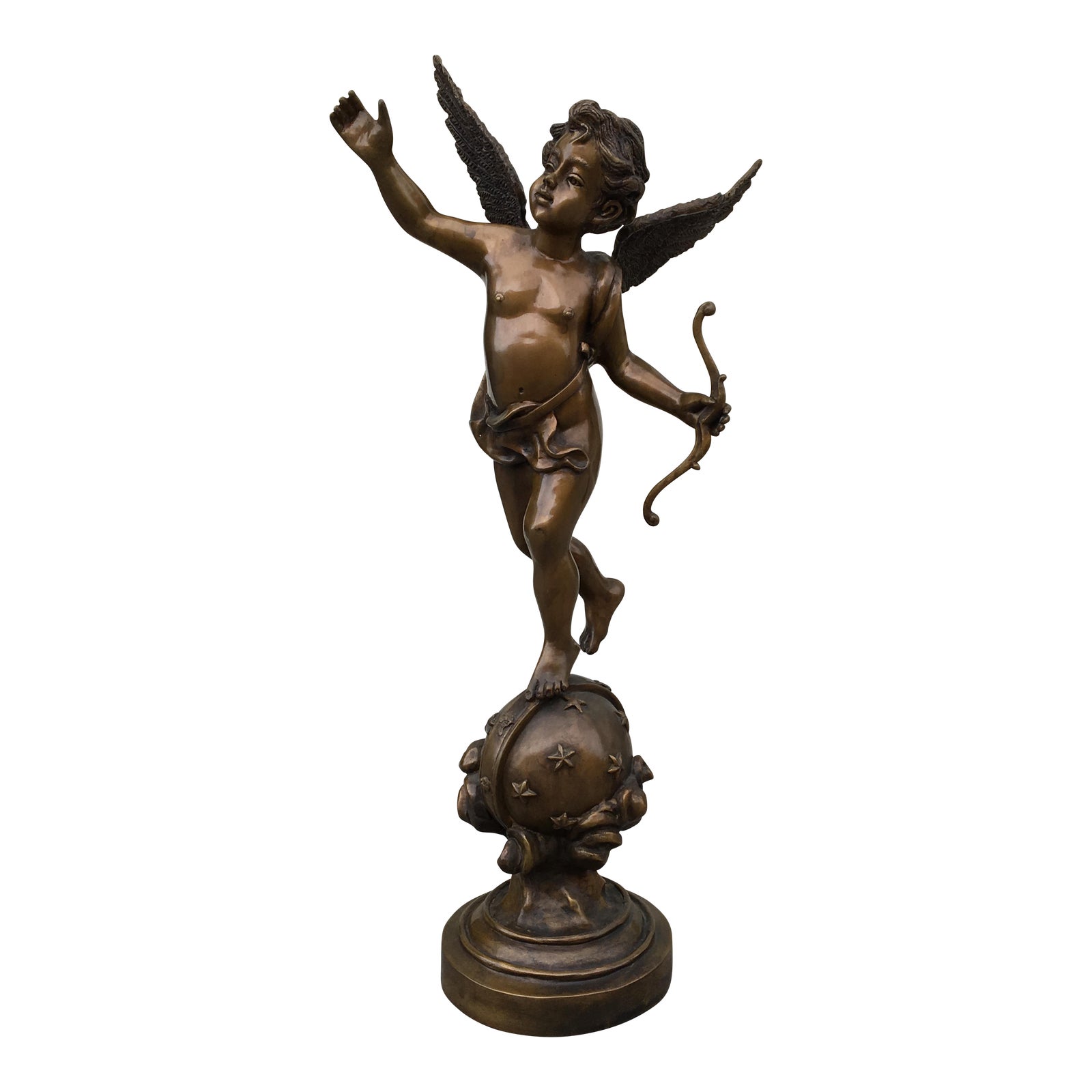Vintage Bronze Cupid Statue Sculpture Chairish
