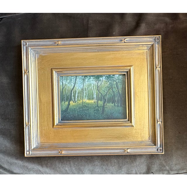 2025 Gouache Forest Clearing Landscape Painting in Plein Air Frame For Sale In Houston - Image 6 of 7