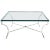 Square Chrome and Brass Hoof Feet Base Coffee Table Thick Glass Top For Sale