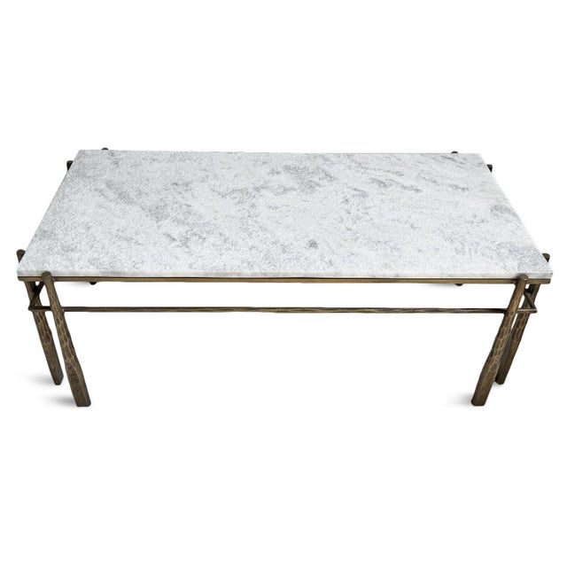 Luna Stone & Bronze Coffee Table For Sale In Los Angeles - Image 6 of 11
