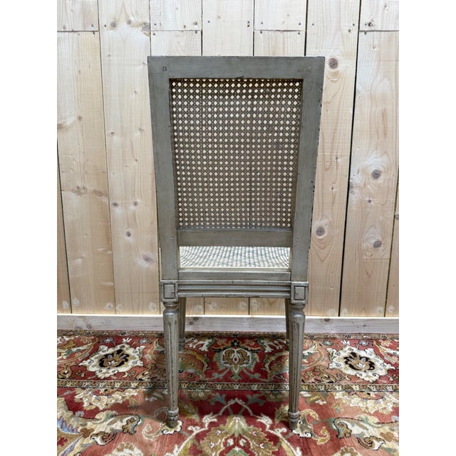 Gray Antique Louis XVI Cane Chairs with Painted Wood, 1890s, Set of 6 For Sale - Image 8 of 10