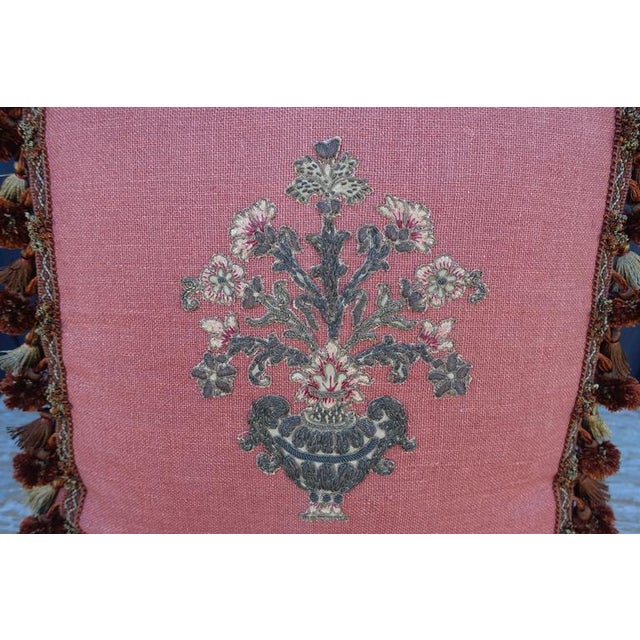 These exquisite pillows showcase a timeless elegance, featuring 19th-century French metallic and chenille embroidered...
