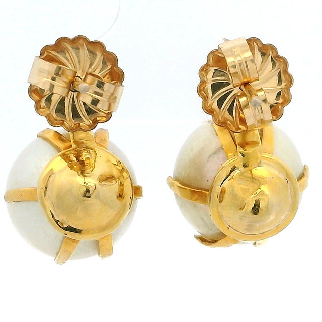 Antique White Circa 1990 18k White Gold South Sea Pearl and 1.00 Ct Diamond Earrings For Sale - Image 8 of 14