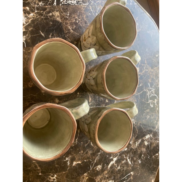 1980s Glazed Ceramic 'Waterloo' Mugs - Set of 5 For Sale - Image 4 of 5