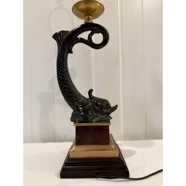Late 20th Century Vintage Wildwood Bronze & Brass Fish Table Lamp For Sale - Image 5 of 12