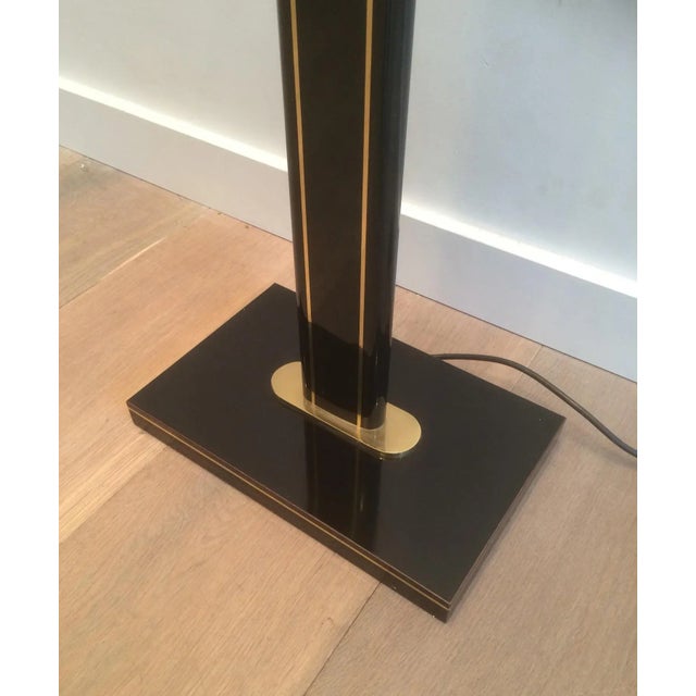 Circa 1970 French Black Lacquered and Brass Floor Lamp For Sale - Image 9 of 13