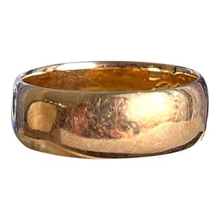 1910s Antique 14k Gold Inscribed Wide Band, Size 8 For Sale