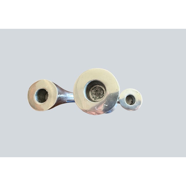 Mid Century Modern Aluminum Tree Form 3 Arm Candelabra-Brutalist-Atomic-Danish For Sale - Image 6 of 8