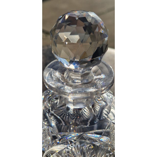 American Early 20th Century American Brilliant Period Cut Glass-Perfume Bottle-Sunburst Pattern #116 For Sale - Image 3 of 7