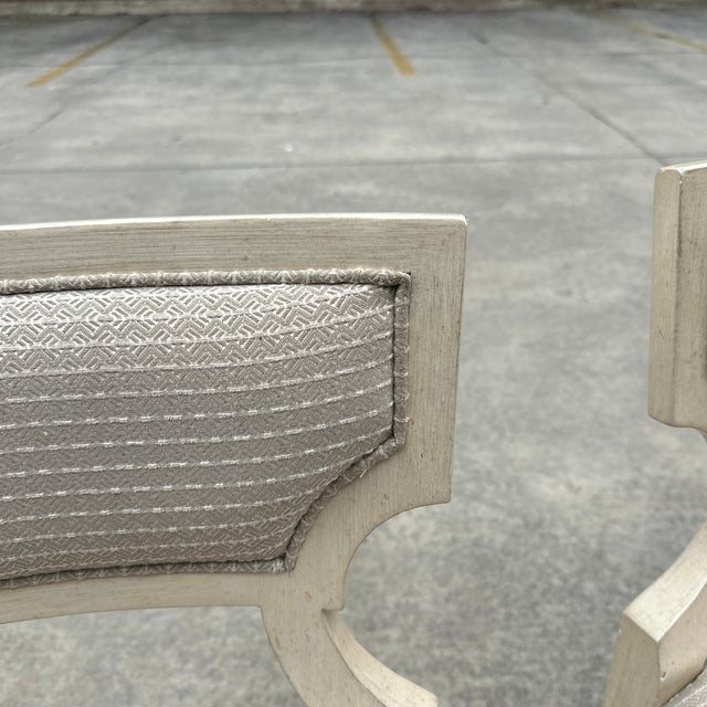 1970s White Wooden Barstools Trio With Cushions- Needs Reupholstery For Sale - Image 4 of 11
