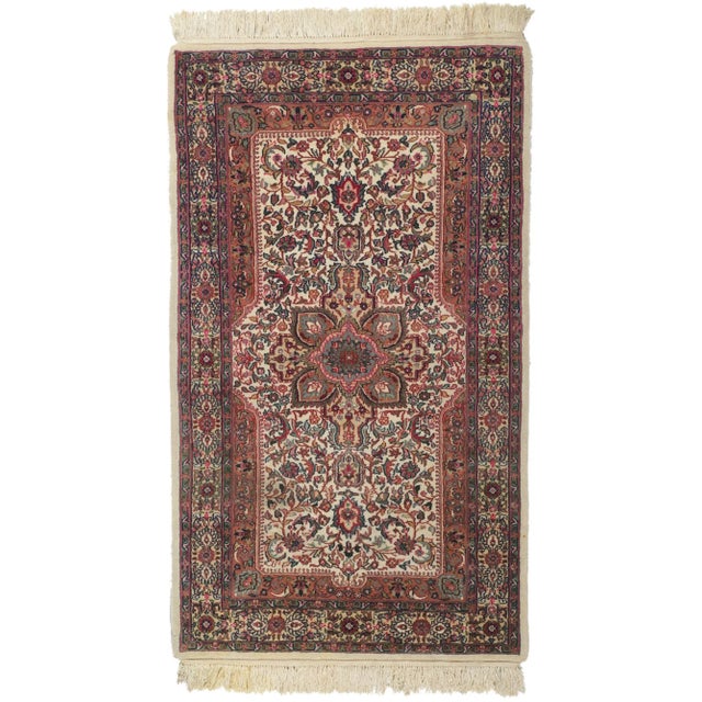 Mid 20th Century Small Vintage Persian Style Floral Rug, 03'02 X 05'04 For Sale - Image 9 of 9
