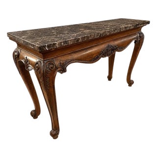 Hekman Furniture Company Console Table With Marble Top For Sale