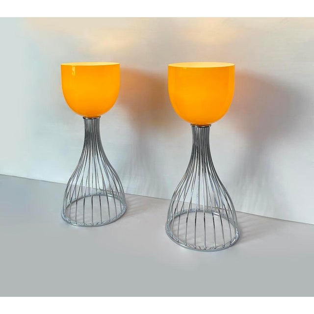Yellow-Orange Table Lamps, 1990s, Set of 2 For Sale - Image 12 of 12