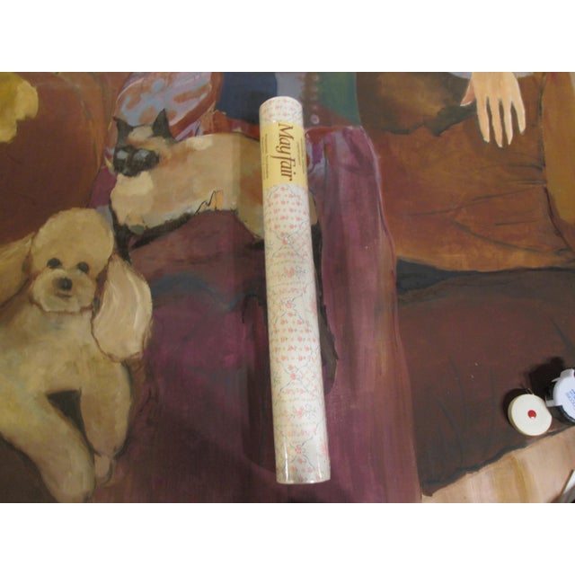 Vintage 1980s Floral Diamond Motif Wallpaper For Sale - Image 10 of 15