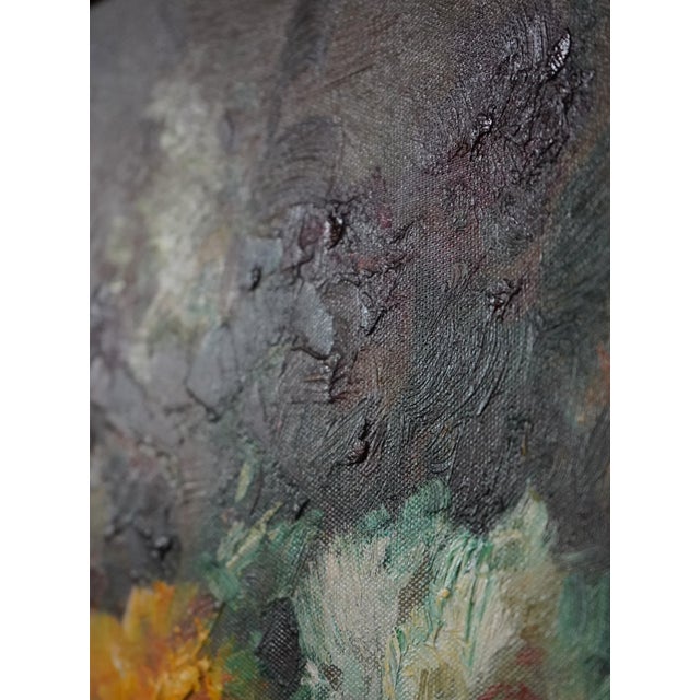 Gold Avancaria Artist Signed Floral Still Life Oil Paint on Canvas For Sale - Image 8 of 13