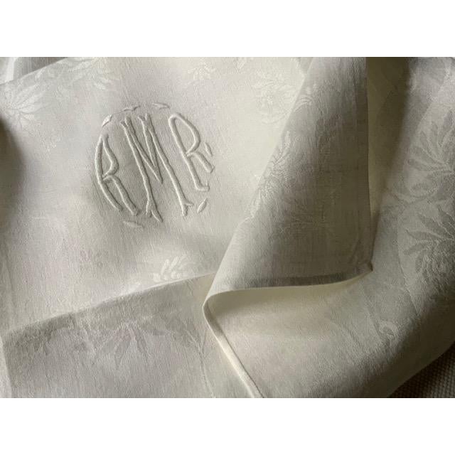 Antique French Chrysanthemum Damask Linen Dinner Napkins, Monogrammed Rmr, Set of 6 | C. 1910 For Sale - Image 13 of 18