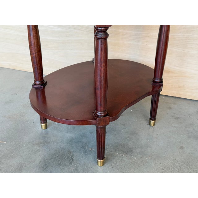 Early 20th Century Pair of Louis XV Oval Bouillotte Shape Nightstands with Drawers and Low Shelve For Sale - Image 14 of 18