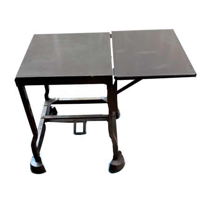 1940s Vintage Industrial Gray Tiffany Stand Company Drop Leaf