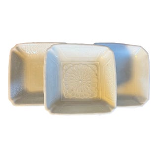 Antique 18th Century Chinese Celadon Porcelain Small Square Dishes - Set of 3 For Sale