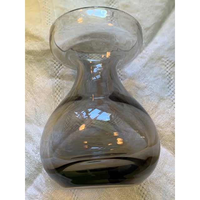 Vintage English Smoked Crystal Bud or Bulb Forcing Vase by Wedgwood For Sale - Image 9 of 10