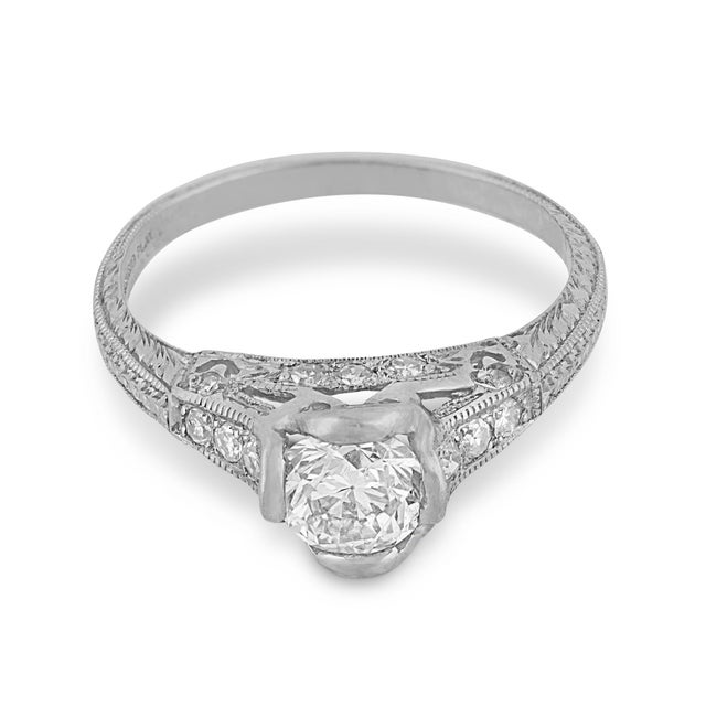 Art Deco 1930s Art Deco Diamond Platinum Engagement Ring, Size 6 For Sale - Image 3 of 6